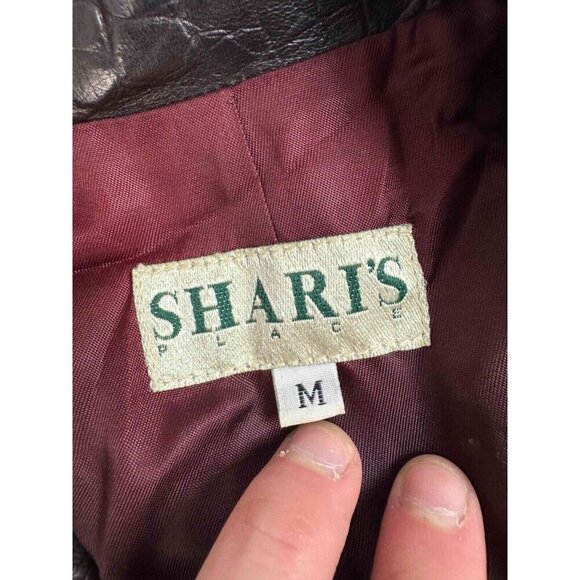 Shari's Place Womens Genuine Crocodile Leather Print USA Brown Blazer Jacket M - Picture 4 of 7